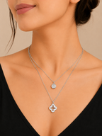 Silver Lucky Clover Crystal Necklace