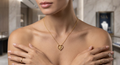 Golden Rose-in-Heart Pendant Necklace