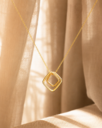 Hollow Geometric Cube Charm Necklace