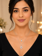 Silver Lucky Clover Crystal Necklace