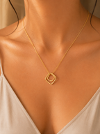 Hollow Geometric Cube Charm Necklace