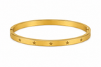 Gold Plated Celestial Star Bangle | Engraved Star Motif Hinged Cuff