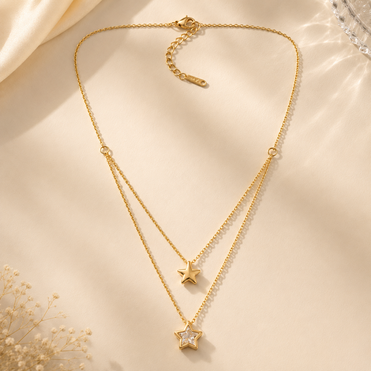 Dual-Layer Celestial Star Necklace & Earring Set
