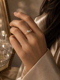 Gold Plated Double Stone Zircon Ring for Women – Adjustable Layered Solitaire Ring