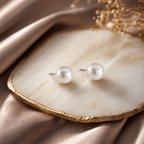 Classic Pearl Stud Earrings in 925 Sterling Silver | Everyday Minimalist Jewellery