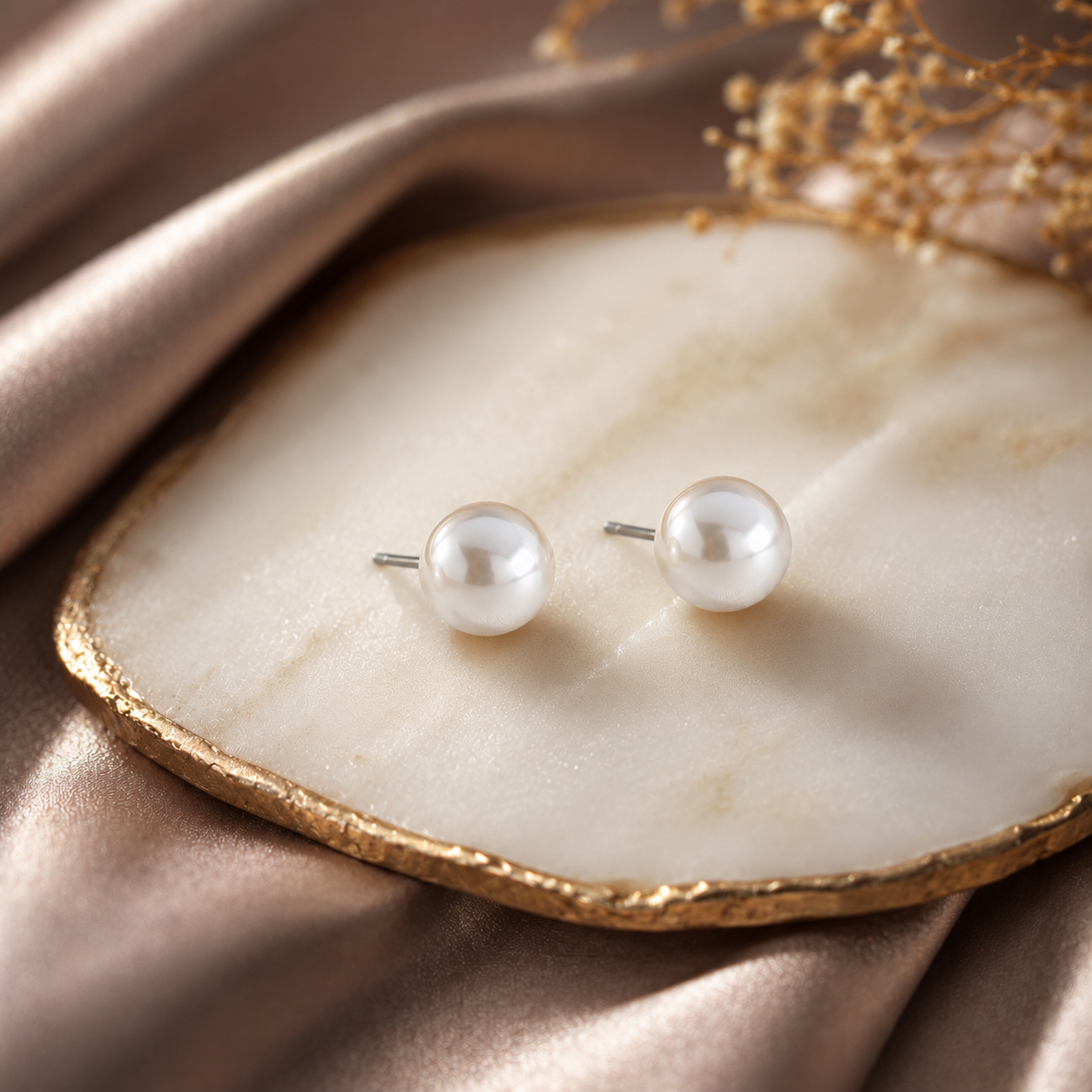 Classic Pearl Stud Earrings in 925 Sterling Silver | Everyday Minimalist Jewellery