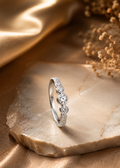 Sparkling Graduated Bezel Zircon Ring in Silver | Elegant Promise Band