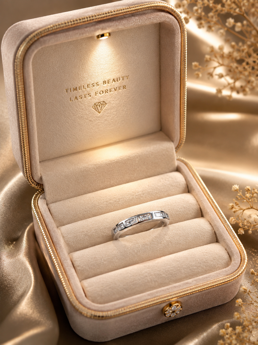Sleek Silver Channel-Set Baguette Ring | Minimalist Eternity Band