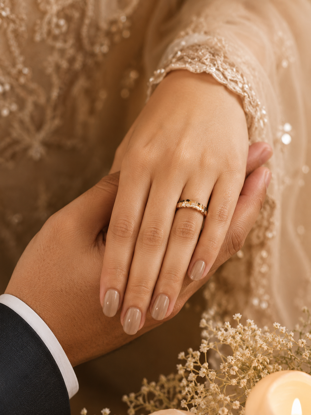 Gold Plated Geometric Block Ring – Unisex Pavé Zircon Eternity Band