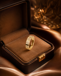 Gold Plated Geometric Block Ring – Unisex Pavé Zircon Eternity Band