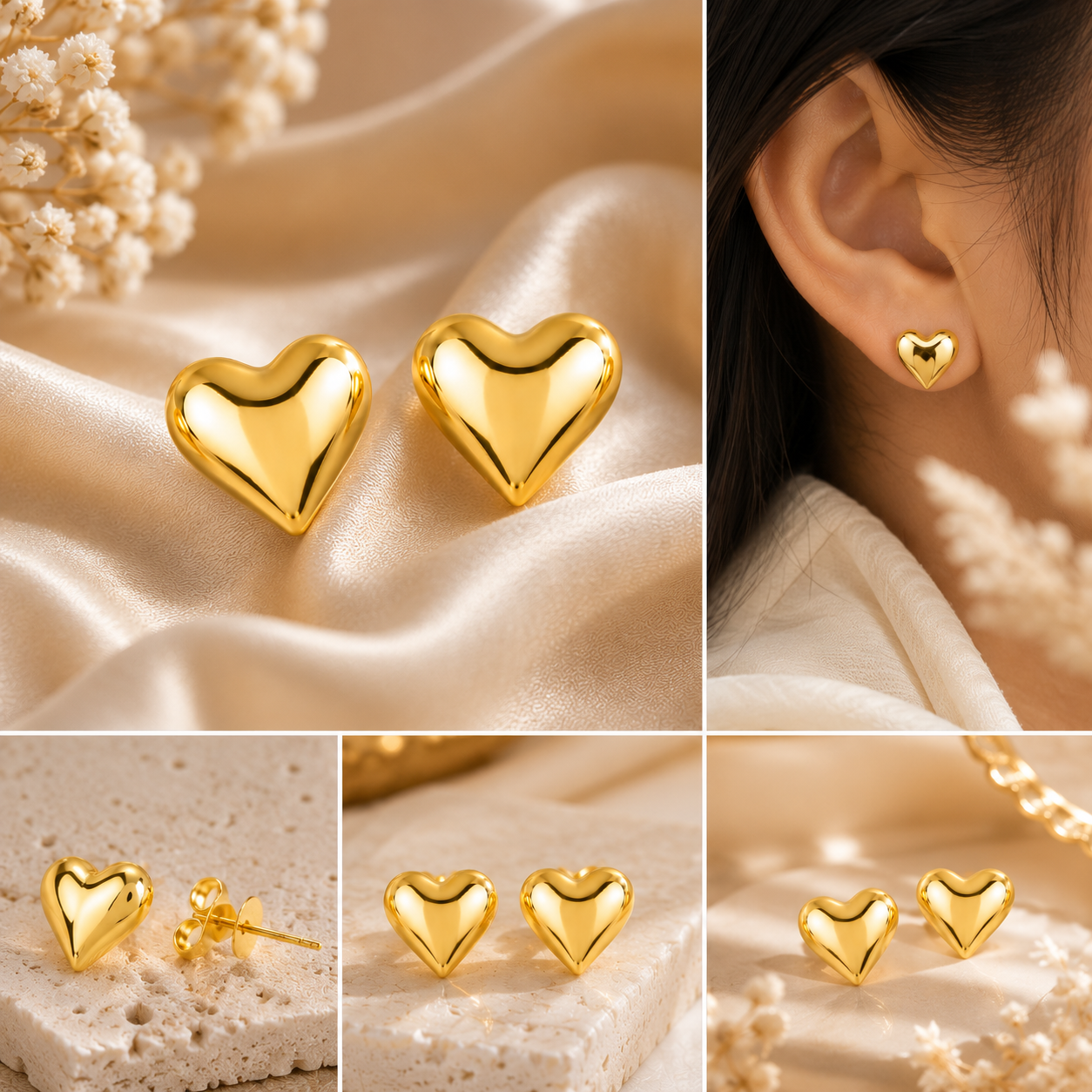 Aesthetic Gold Earring Set – Combo Pack of Studs, Hoops & Pearl Huggies