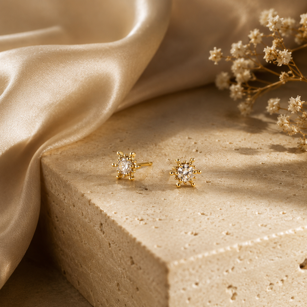 Aesthetic Gold Earring Set – Combo Pack of Studs, Hoops & Pearl Huggies