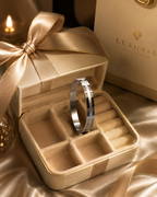 Sleek Silver Dual-Finish Bangle Bracelet | Matte & Polish Hinged Cuff
