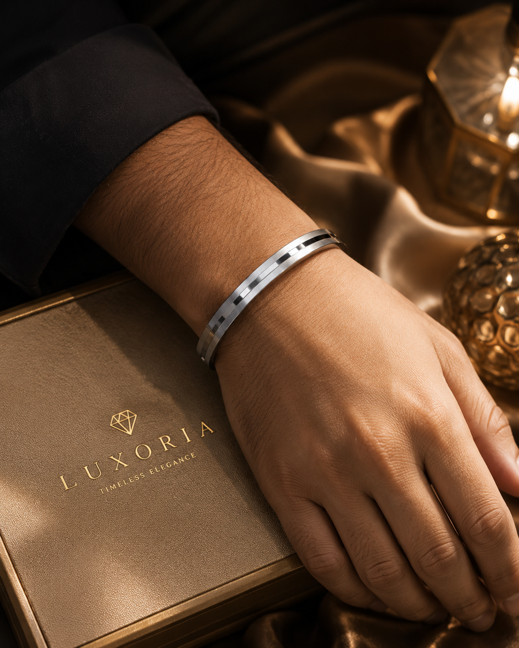 Sleek Silver Dual-Finish Bangle Bracelet | Matte & Polish Hinged Cuff