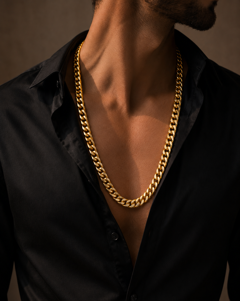 Gold Plated Stainless Steel Cuban Chain for Men – Anti-Tarnish & Waterproof Heavy Chain