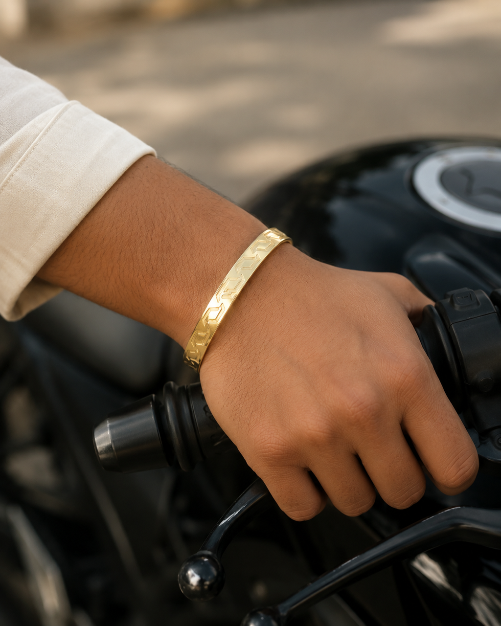 Gold Plated Stainless Steel Geometric Cuff Bangle – Anti-Tarnish & Waterproof Jewellery