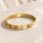 Dual-Finish Gold Bangle Bracelet | Matte & Polish Hinged Cuff
