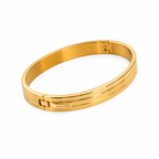 Sleek Gold Stainless Steel Bangle Bracelet | Minimalist Hinged Cuff