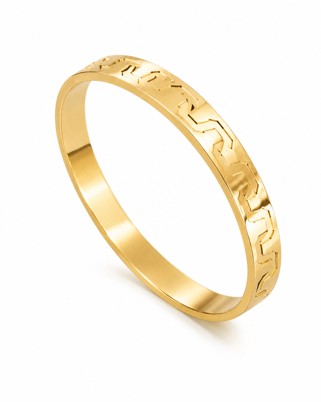 Gold Plated Stainless Steel Geometric Cuff Bangle – Anti-Tarnish & Waterproof Jewellery