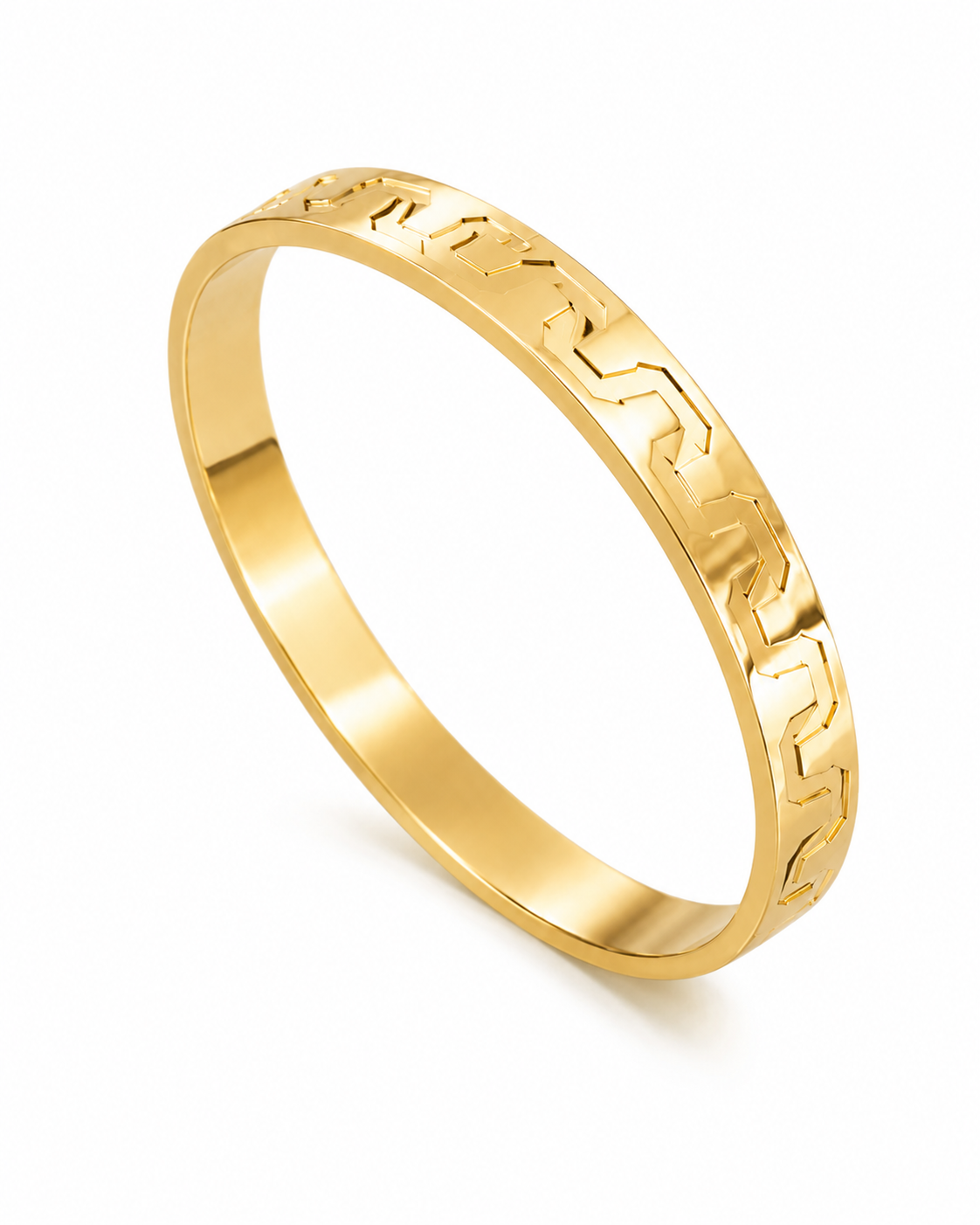 Gold Plated Stainless Steel Geometric Cuff Bangle – Anti-Tarnish & Waterproof Jewellery