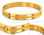 Dual-Finish Gold Bangle Bracelet | Matte & Polish Hinged Cuff