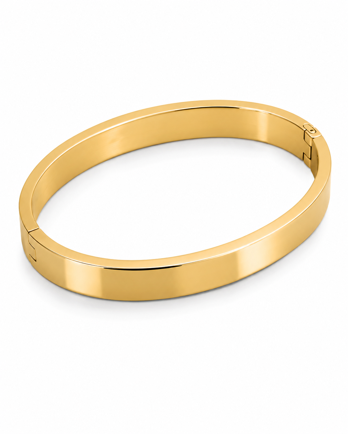 Classic Plain Gold Bangle Bracelet | Minimalist High-Polish Hinged Cuff