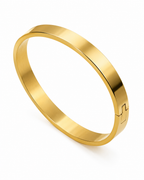 Classic Plain Gold Bangle Bracelet | Minimalist High-Polish Hinged Cuff