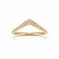 Elegant Gold Chevron Wishbone Ring | Pavé Zircon Stacking Ring
