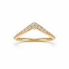 Elegant Gold Chevron Wishbone Ring | Pavé Zircon Stacking Ring
