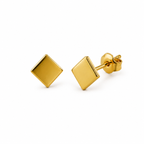Minimalist Gold Square Stud Earrings | High-Polish Geometric Ear Studs