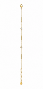 Dainty Gold Bar & Crystal Station Bracelet | Elegant Layering Chain Wristband