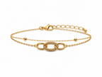 Double-Layer Gold Interlocking Oval Bracelet | Pavé CZ Layered Chain