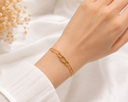 Double-Layer Gold Interlocking Oval Bracelet | Pavé CZ Layered Chain