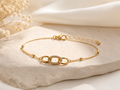 Double-Layer Gold Interlocking Oval Bracelet | Pavé CZ Layered Chain