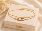 Double-Layer Gold Interlocking Oval Bracelet | Pavé CZ Layered Chain