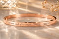 We Are Each Of Us Angels" Engraved Rose Gold Bangle | Angel Wings Quote Cuff