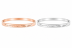 We Are Each Of Us Angels" Engraved Rose Gold Bangle | Angel Wings Quote Cuff