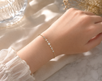 Dainty Gold Graduated CZ Crystal Bracelet | Elegant Solitaire Station Chain