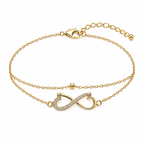 Double-Layer Gold Infinity Bracelet | Pavé CZ Crystal Layered Chain