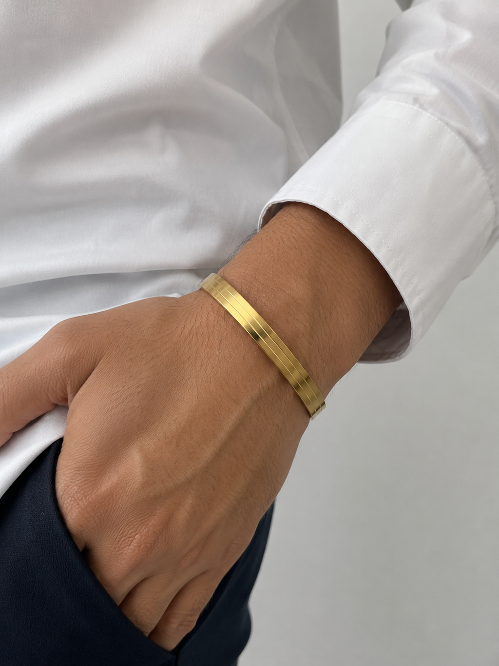 Sleek Gold Stainless Steel Bangle Bracelet | Minimalist Hinged Cuff