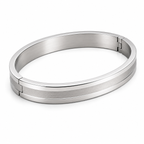 Sleek Silver Dual-Finish Bangle Bracelet | Matte & Polish Hinged Cuff