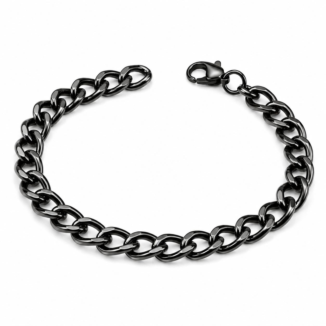 Stealth Black Curb Link Bracelet | Men's Stainless Steel Chain Wristband