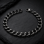 Stealth Black Curb Link Bracelet | Men's Stainless Steel Chain Wristband