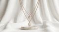 Dual-Layer Rose Gold Solitaire & Teardrop Crystal Necklace