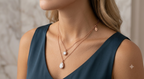 Dual-Layer Rose Gold Solitaire & Teardrop Crystal Necklace