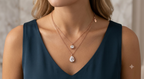 Dual-Layer Rose Gold Solitaire & Teardrop Crystal Necklace