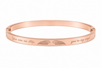 We Are Each Of Us Angels" Engraved Rose Gold Bangle | Angel Wings Quote Cuff