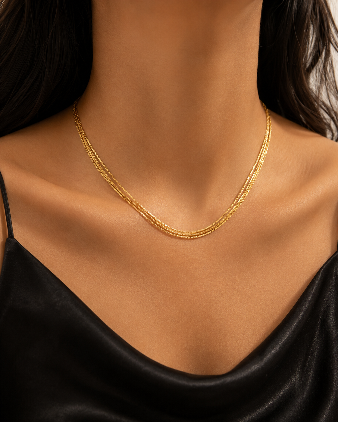 Classic Gold Box Chain Necklace Set