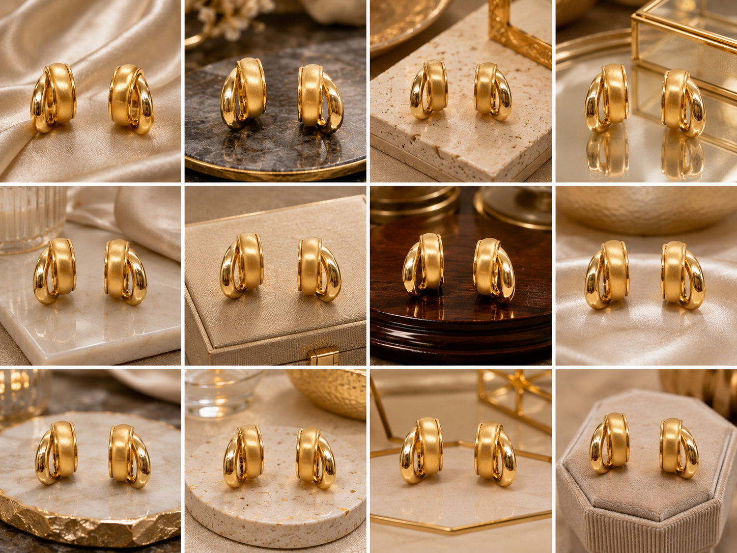 Chunky Matte Gold Statement Hoop Earrings