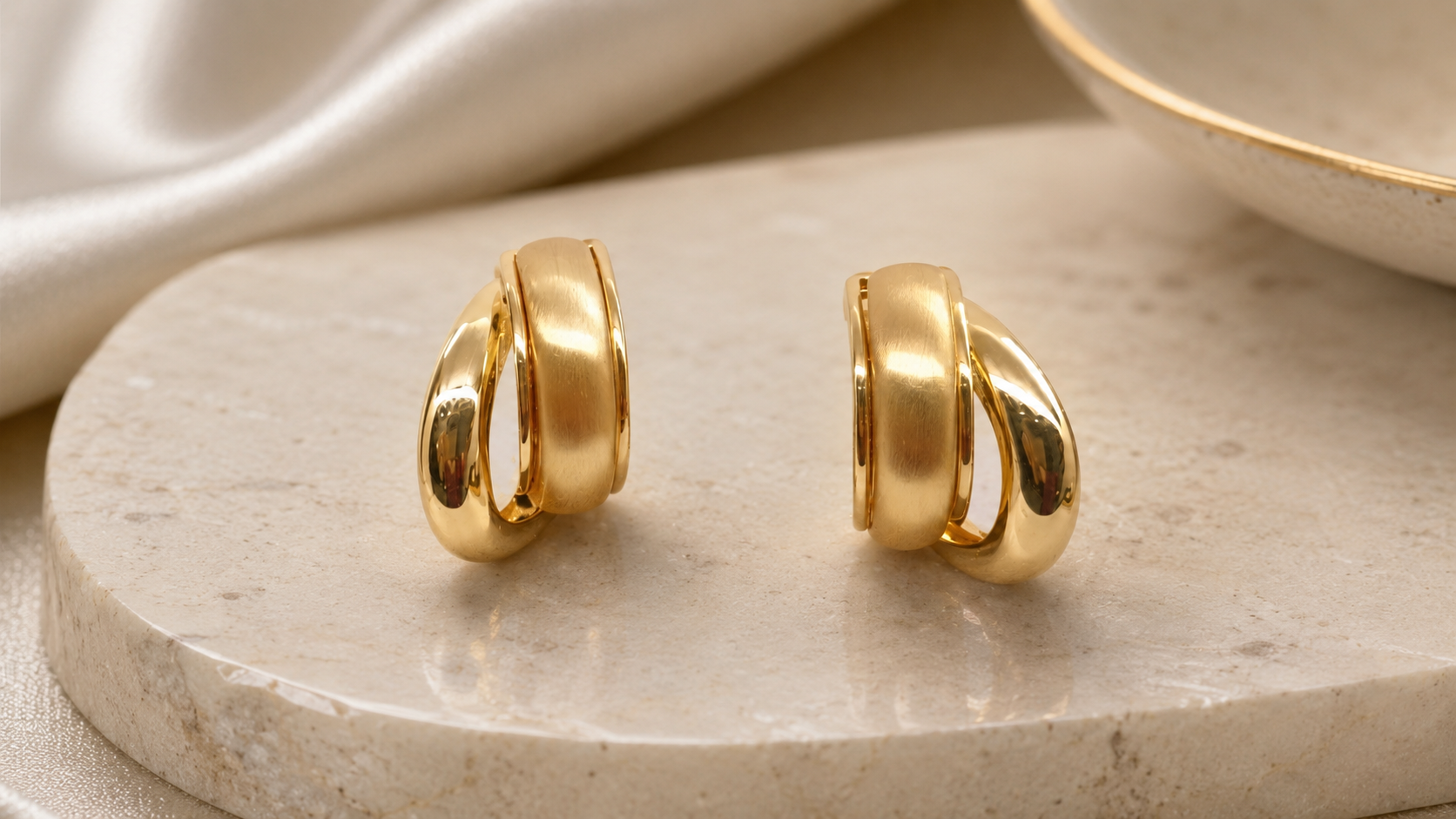 Chunky Matte Gold Statement Hoop Earrings